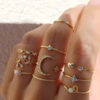 10Pcs-Rings-Suit-For-Women-Gold-color-Chain-Ring-Set-Bohemian-Style-Coin-Snake-Moon-Star