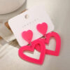 17KM-Romantic-Pink-Heart-Stud-Earring-for-Women-Girls-Cute-Love-Hollow-Gangle-Earrings-Set-Personality