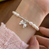 ANENJERY-Silver-Color-Irregular-Square-Beads-Chain-Bow-knot-Pearl-Heart-Bracelet-for-Women-Fashion-Jewelry
