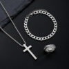 Fashion-Punk-Black-Color-Cross-Pendant-Necklace-Bracelet-Ring-Set-for-Men-Boys-Hip-Hop-Stainless
