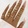 Fashion-Simple-Wave-Joint-Rings-Set-For-Women-Crystal-Heart-Shape-Gold-Silver-Color-Ring-Female