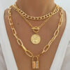 IPARAM-Punk-Golden-Metal-Exaggerated-Necklace-for-Women-Cuban-Chain-Lock-Coin-Pendant-Women-s-Necklaces