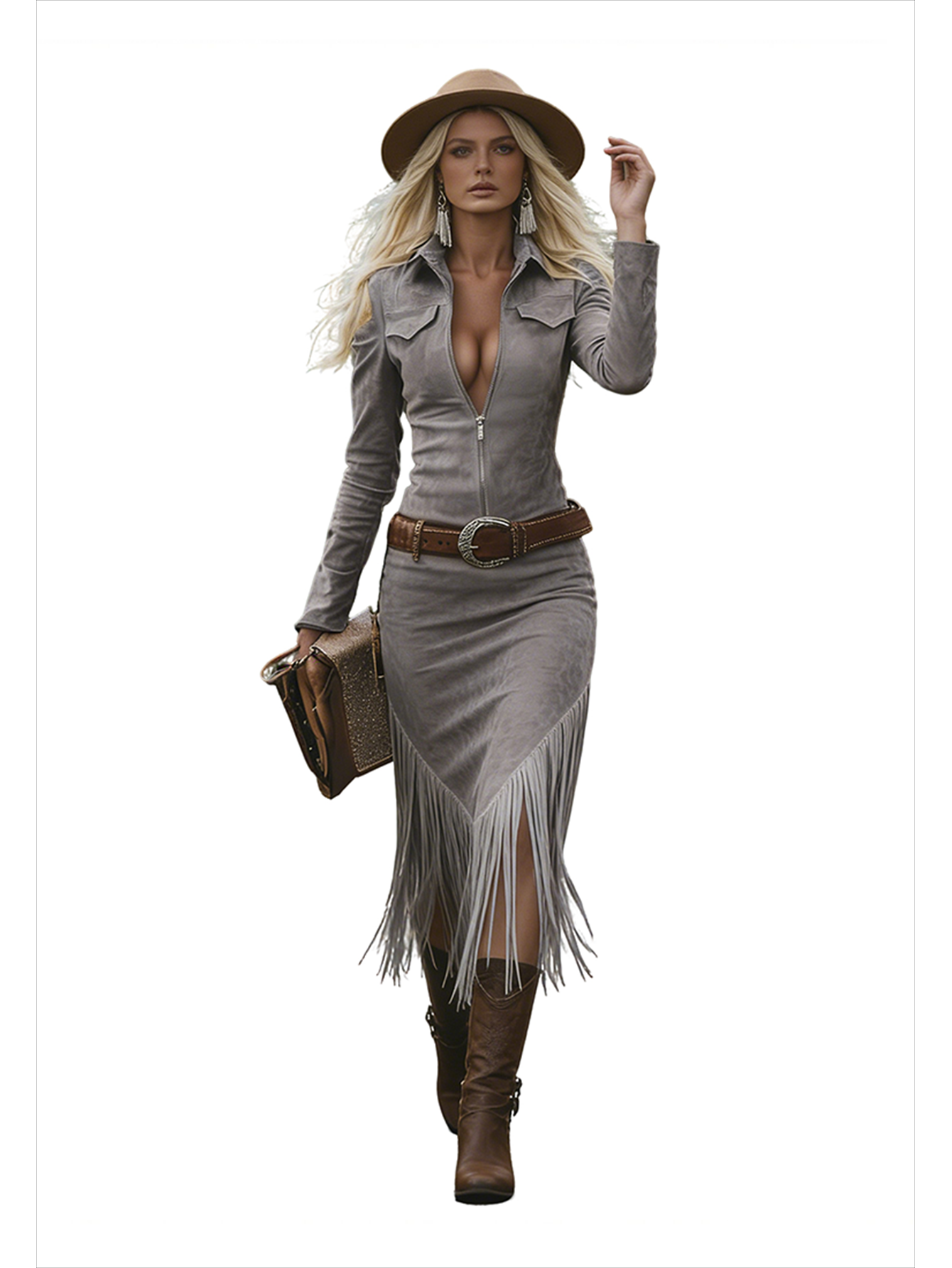 WesternSavannah Fringe Zip-Up Dress