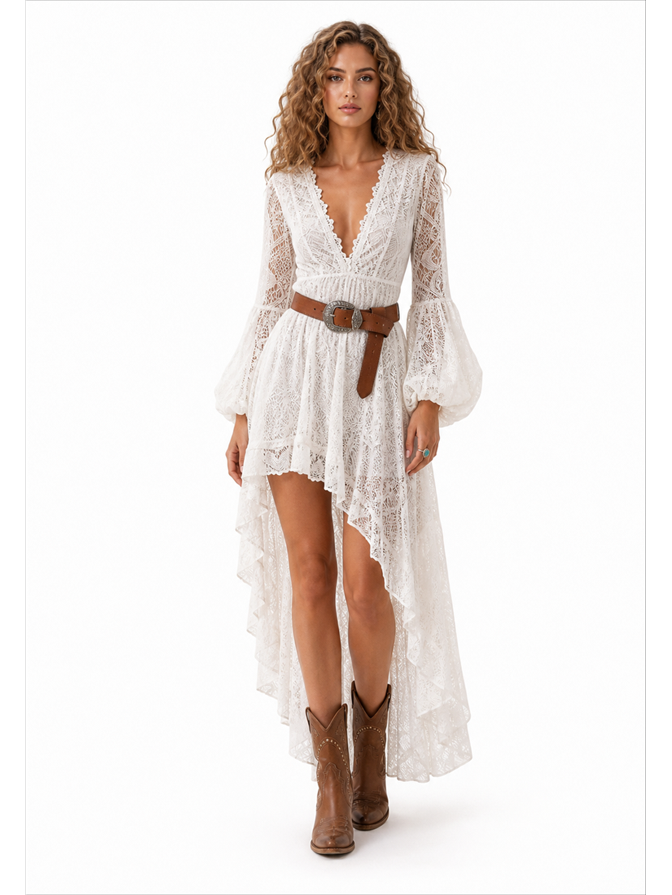 Lace Elegance High-Low Maxi Dress