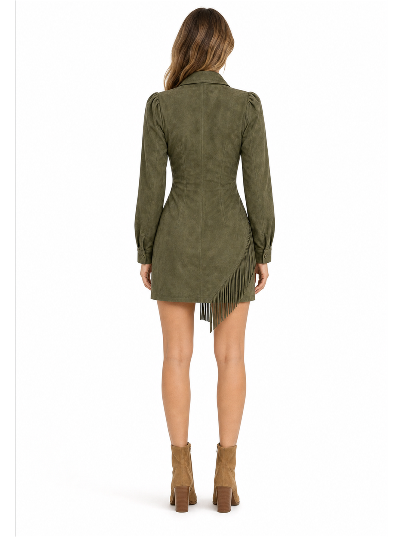 Western V-Neck Fringed Bodycon Dress