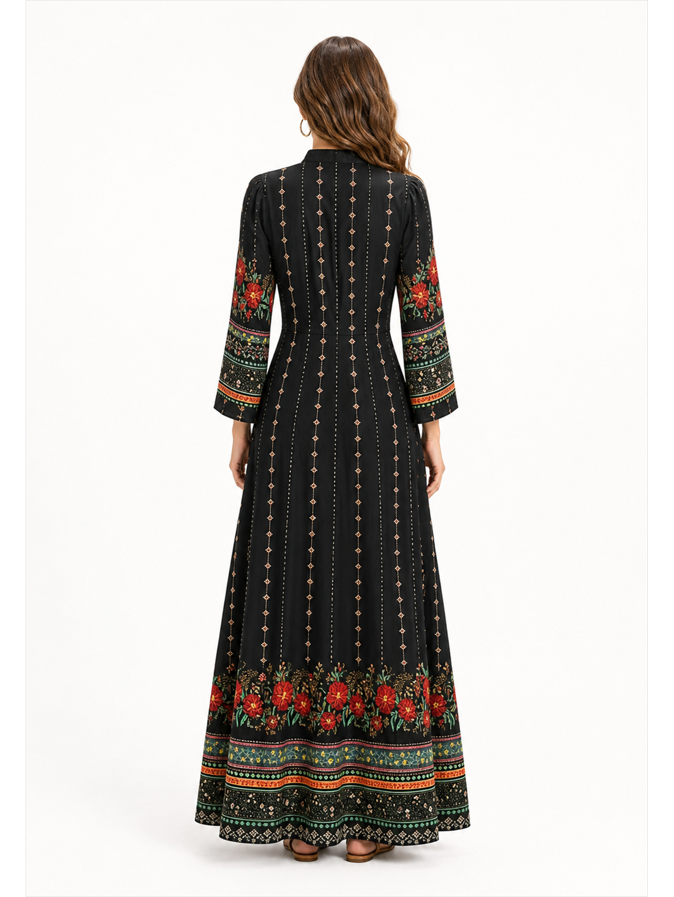 Retro Boho Chic Embroidered Maxi Dress