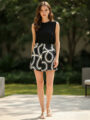 Retro Black and White Geometric Print Shorts
