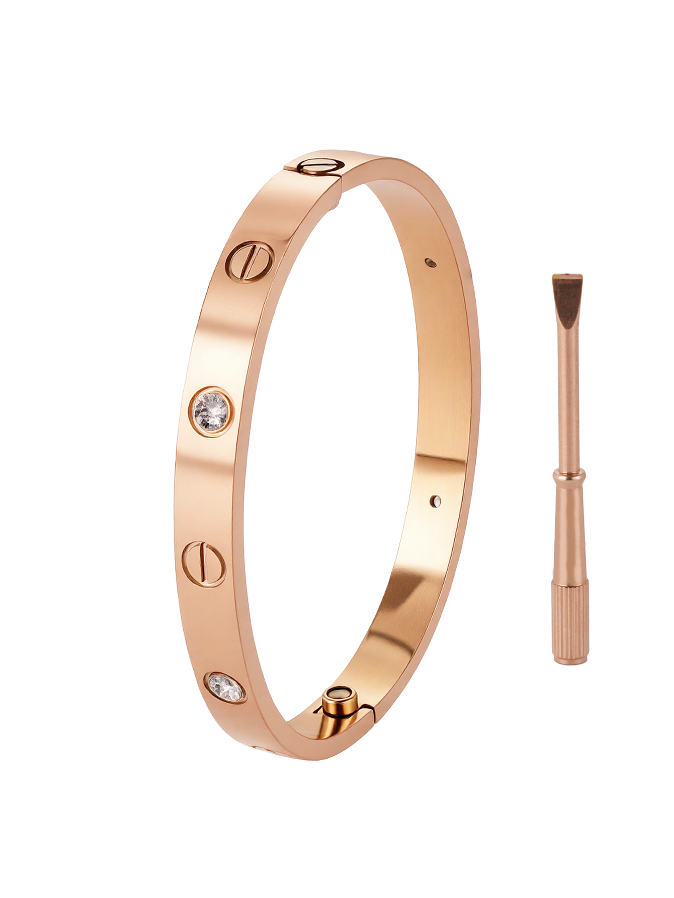 Brazalete de tornillo de acero inoxidable, destornillador con , elección de Color oro rosa / plata, joyería ajustable Unisex